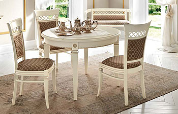 стол обеденный круглый раздвижной Палаццо Дукале 71BO54 ясень белый с золотом фабрика Prama Италия