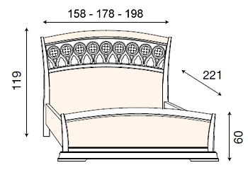 размер кровать Палаццо Дукале резное изголовье, с изножьем фабрика Прама Италия
