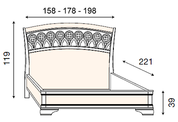 размер кровать Palazzo Ducale резное изголовье, без изножья фабрика Prama Италия