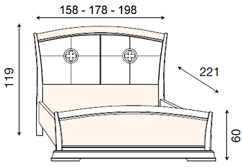 размер кровать Палаццо Дукале изголовье с кожаной обивкой, с изножьем фабрика Прама Италия