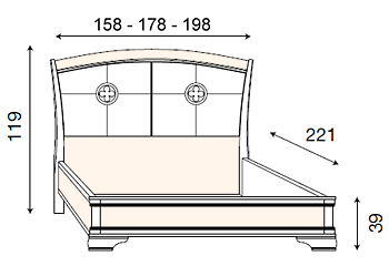 размер кровать Палаццо Дукале изголовье с кожаной обивкой без изножья фабрика Прама Италия