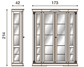 размер витрина 4-х дверная с ящиками Палаццо Дукале 71BO00 фабрика Prama Италия