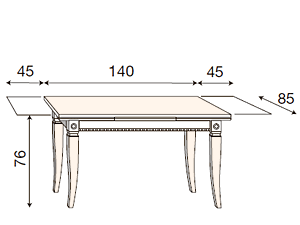 размер стол обеденный прямоугольный раздвижной Палаццо Дукале 71BO53 фабрика Prama Италия