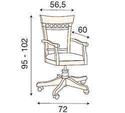 размер кресло кабинетное Палаццо Дукале 71BO02PL фабрика Prama Италия