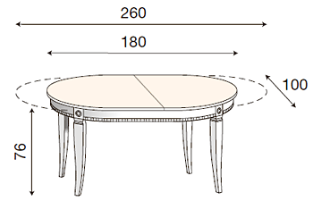 размер стол обеденный овальный раздвижной Палаццо Дукале 71CI55 фабрика Prama Италия