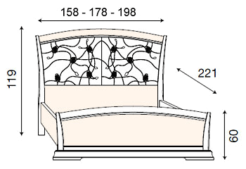 размер кровать Палаццо Дукале изголовье с кожаной обивкой, с изножьем фабрика Прама Италия