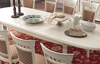 стол обеденный раздвижной Палаццо Дукале ясень белый с золотом фабрика Prama Италия