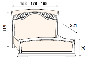 размер кровать Палаццо Дукале изголовье с ковкой, с изножьем фабрика Прама Италия