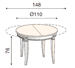 размер стол обеденный круглый раздвижной Палаццо Дукале 71CI54 фабрика Prama Италия