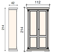 размер шкаф в прихожую 2-х дверный Палаццо Дукале Прама 71BO40 bianco
