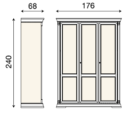 размер шкаф 3-х дверный Palazzo Ducale Prama 71BO03AR фабрика Bakokko Италия