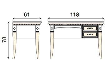 размер стол письменный 2-а ящика Палаццо Дукале Прама 71CI04SR фабрика Bakokko Италия