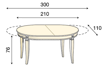 размер стол обеденный овальный раздвижной Палаццо Дукале Прама 71BO58 фабрика Bakokko Италия